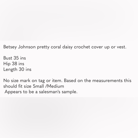 🔥Betsey Johnson Daisy Crochet Vest- RARE -DEADSTOCK - Picture 2 of 5